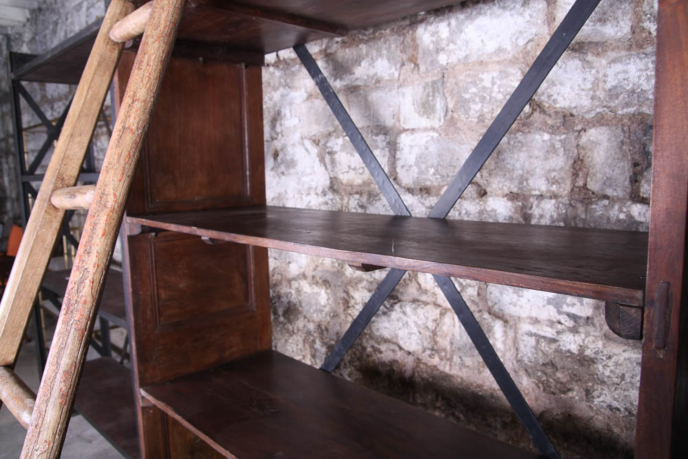 Rustic Wooden Shelf with Ladder