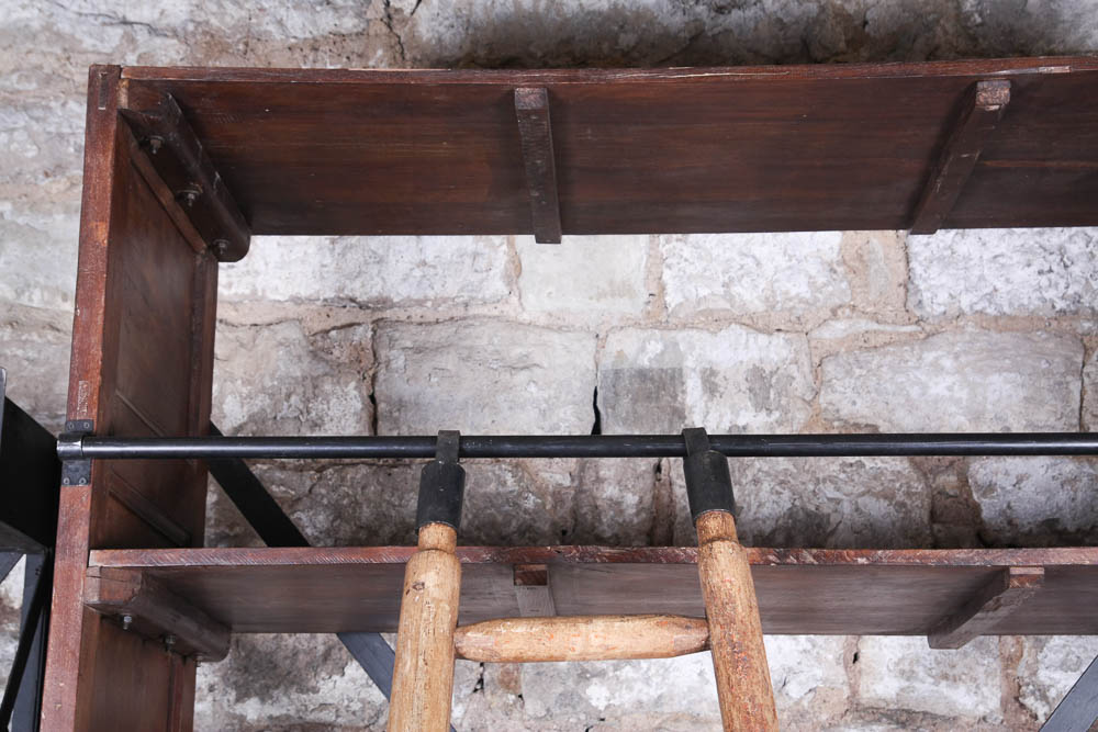 Rustic Wooden Shelf with Ladder
