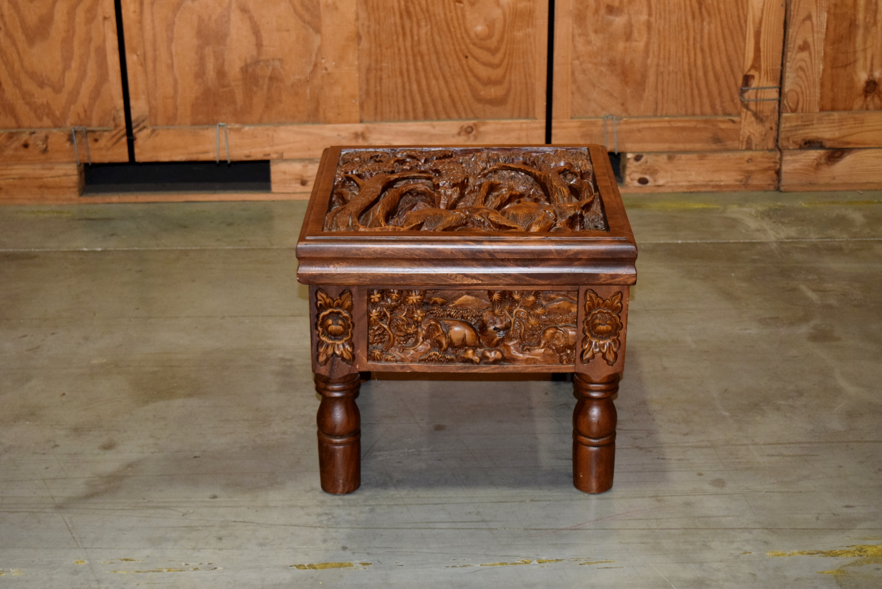 Vintage Hand Carved Side Table from Thailand