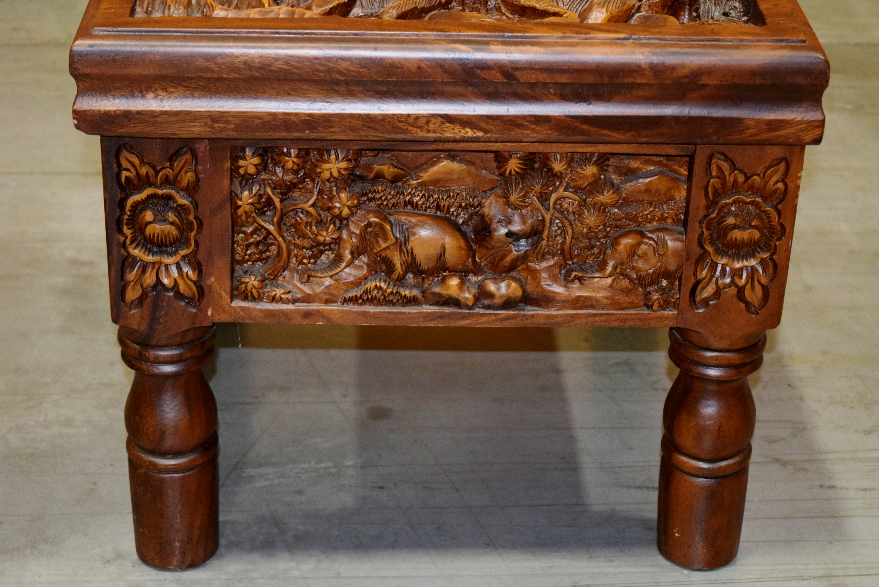 Vintage Hand Carved Side Table from Thailand