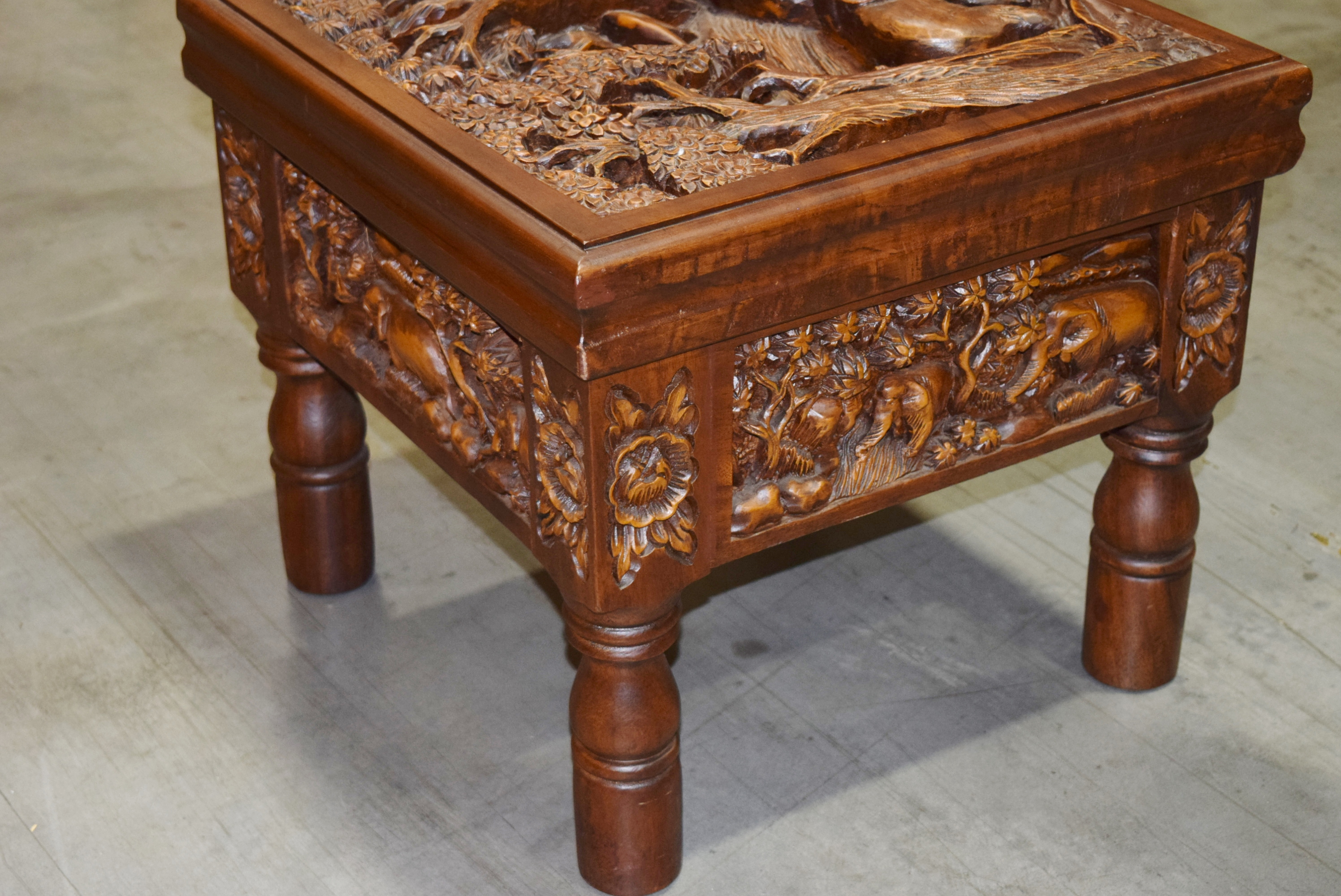 Vintage Hand Carved Side Table from Thailand