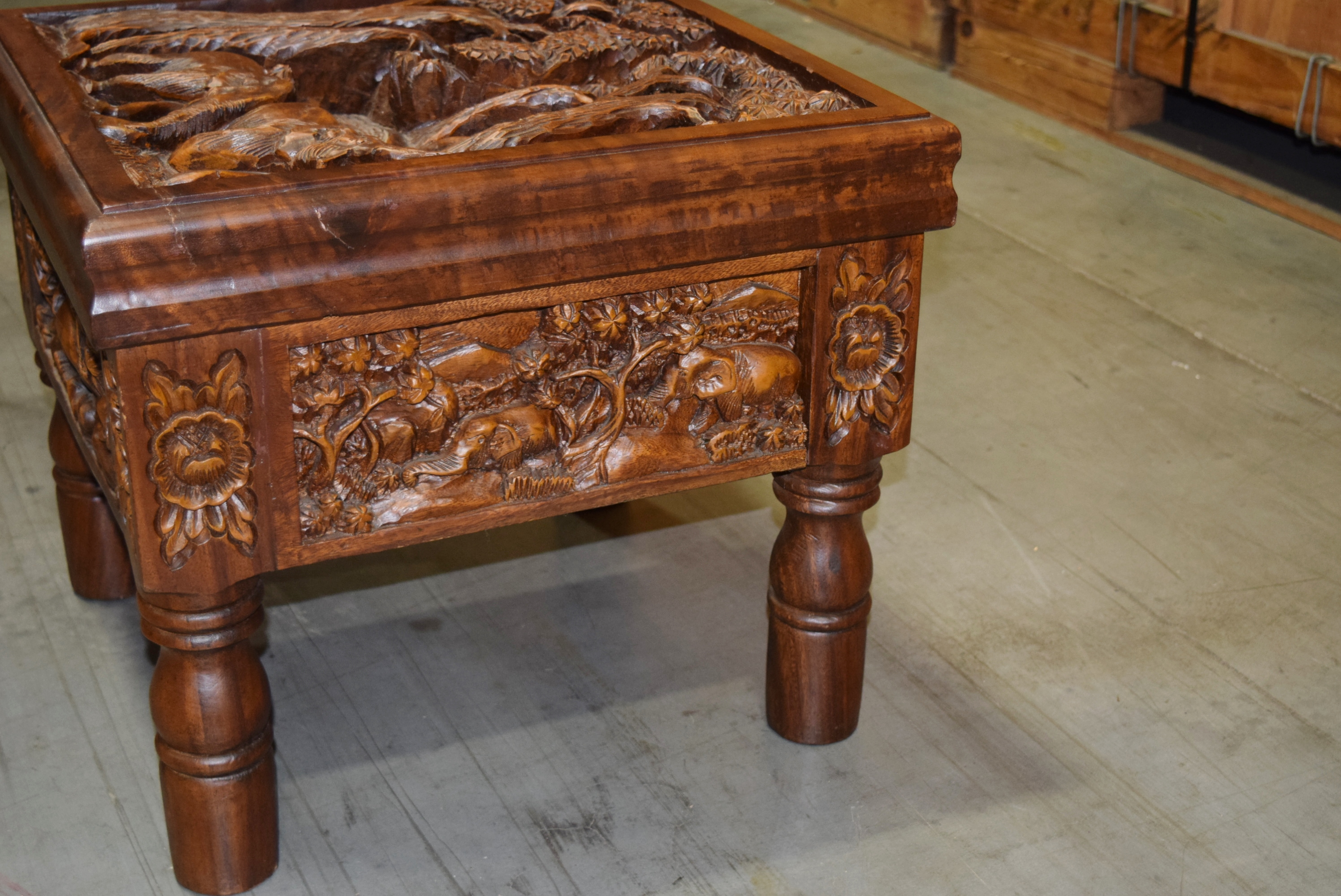 Vintage Hand Carved Side Table from Thailand