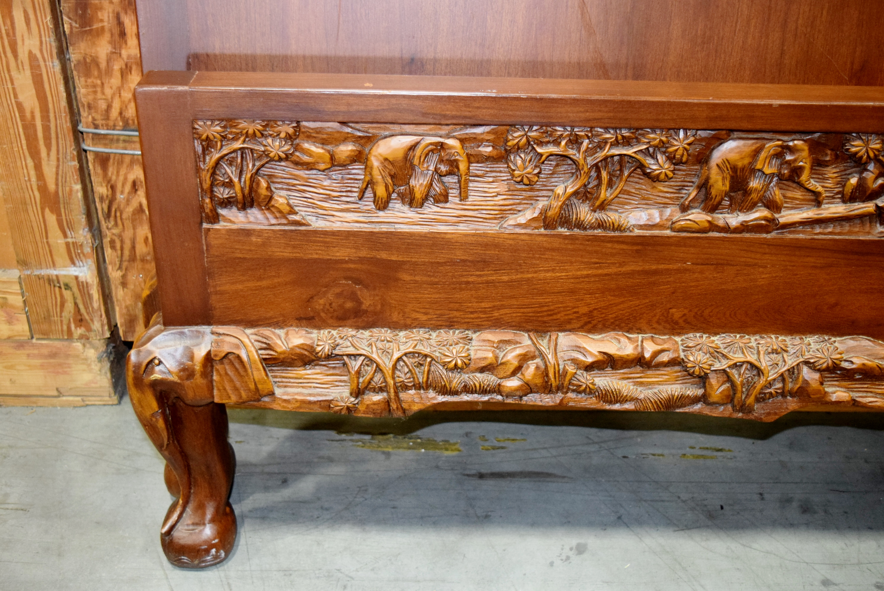 Hand Carved Vintage Bed Frame from Thailand