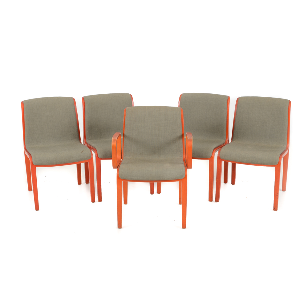 Set of Five Bill Stephens Knoll Dining Chairs Rare Finish