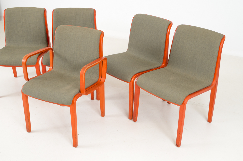Set of Five Bill Stephens Knoll Dining Chairs Rare Finish