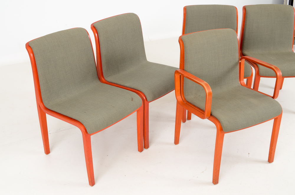 Set of Five Bill Stephens Knoll Dining Chairs Rare Finish