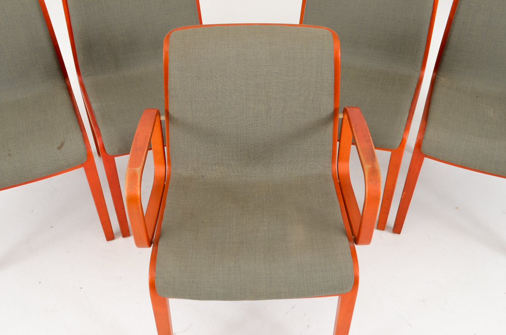 Set of Five Bill Stephens Knoll Dining Chairs Rare Finish