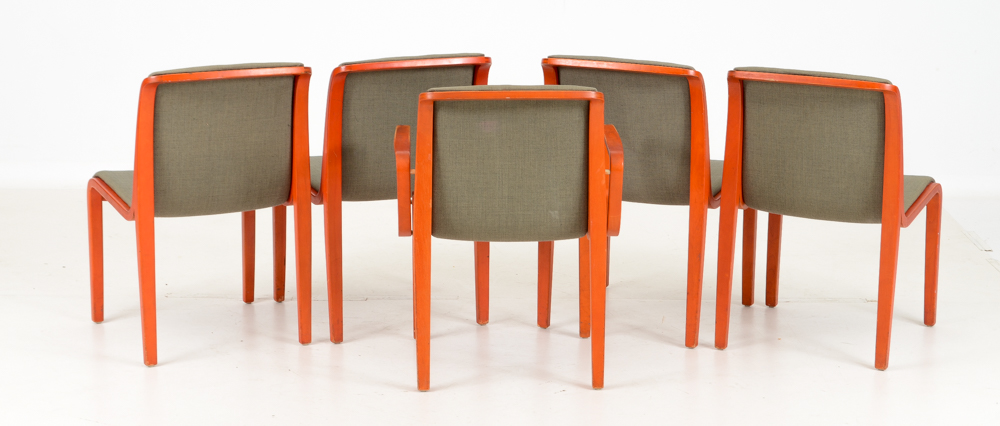 Set of Five Bill Stephens Knoll Dining Chairs Rare Finish