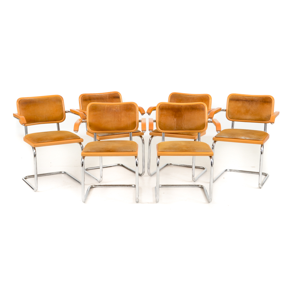 Set of Six Marcel Breuer "Cesca" Arm Chairs