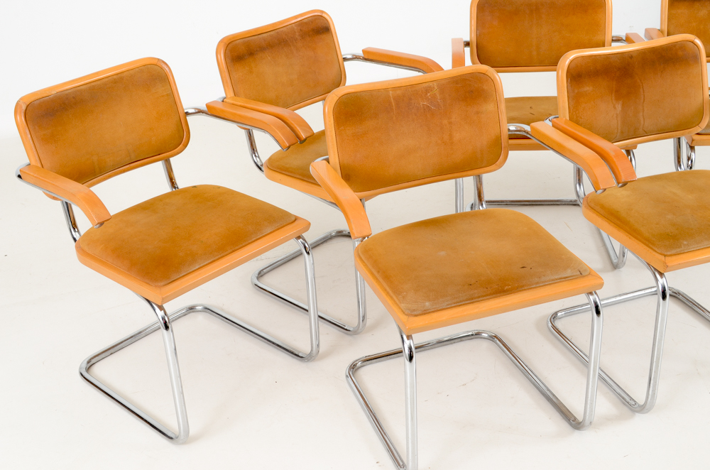 Set of Six Marcel Breuer "Cesca" Arm Chairs