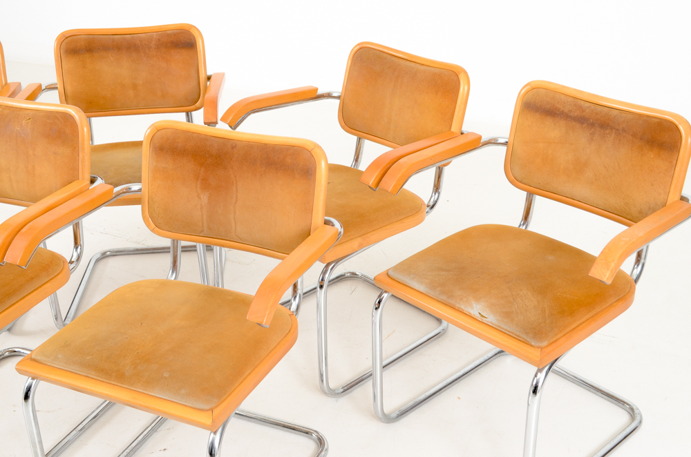 Set of Six Marcel Breuer "Cesca" Arm Chairs