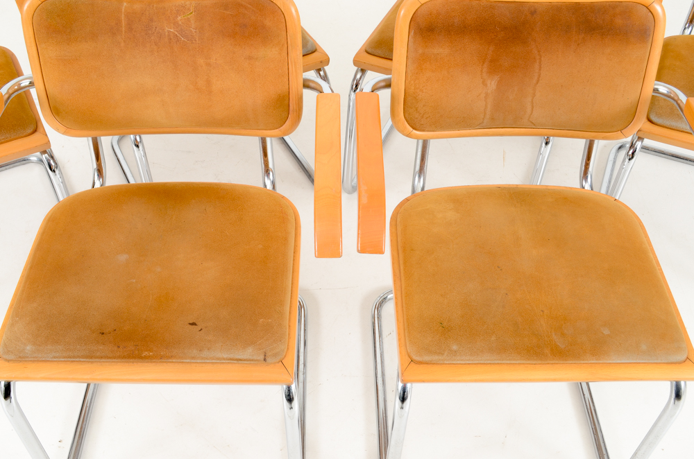Set of Six Marcel Breuer "Cesca" Arm Chairs