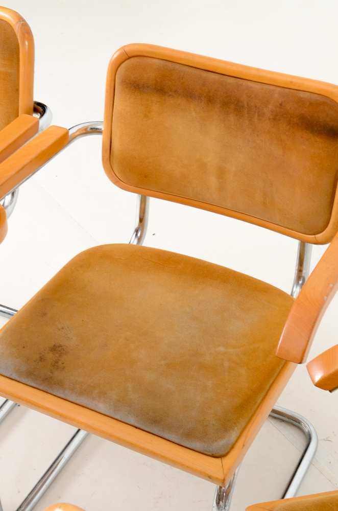 Set of Six Marcel Breuer "Cesca" Arm Chairs