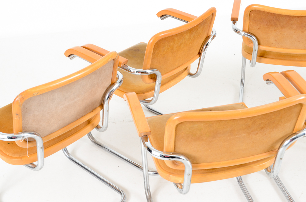 Set of Six Marcel Breuer "Cesca" Arm Chairs