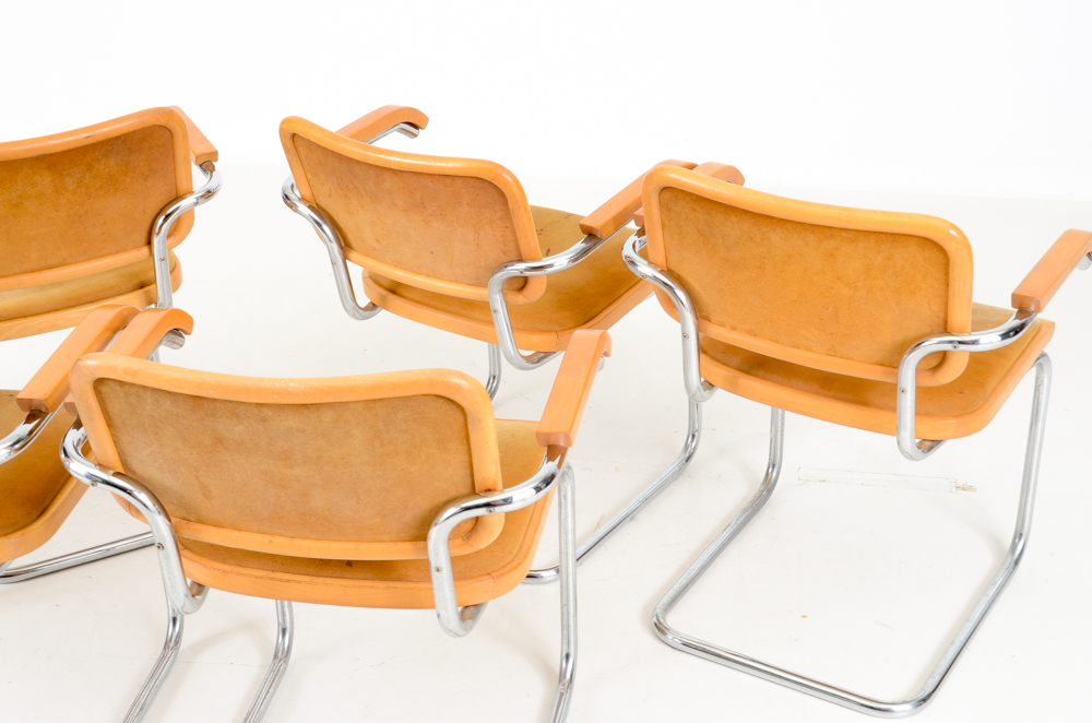 Set of Six Marcel Breuer "Cesca" Arm Chairs