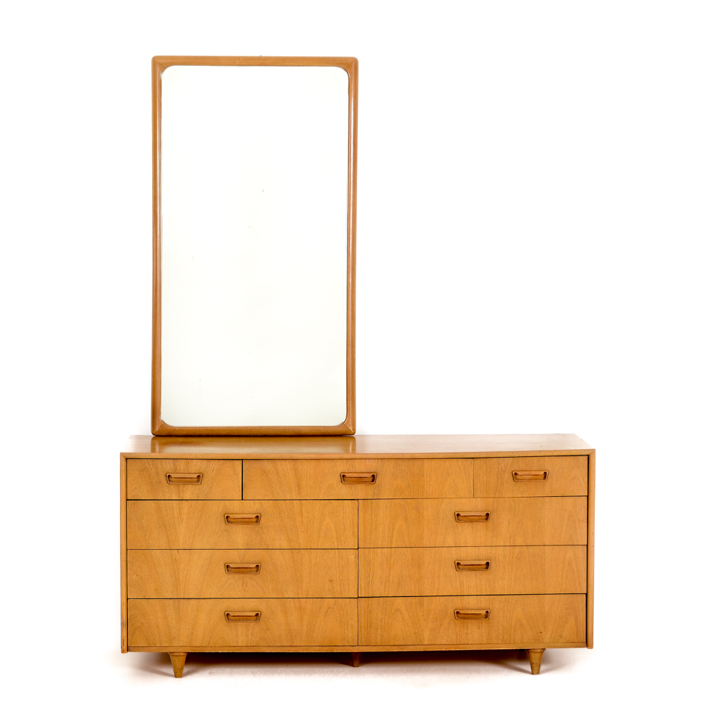 American of Martinsville Modernist Dresser with Mirror