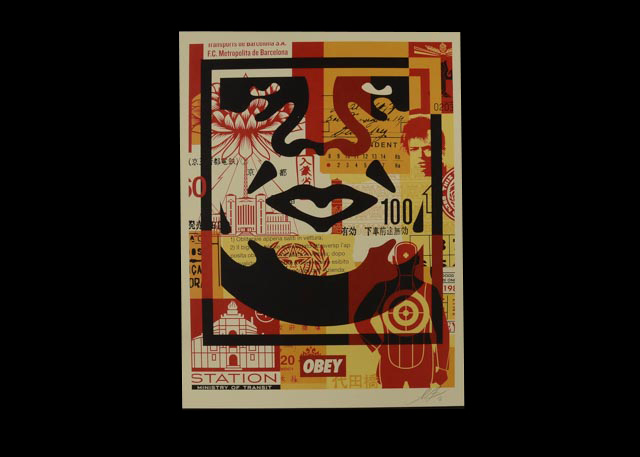 Shepard Fairey "Obey 3 Face Collage" Signed Giclee on Paper Set