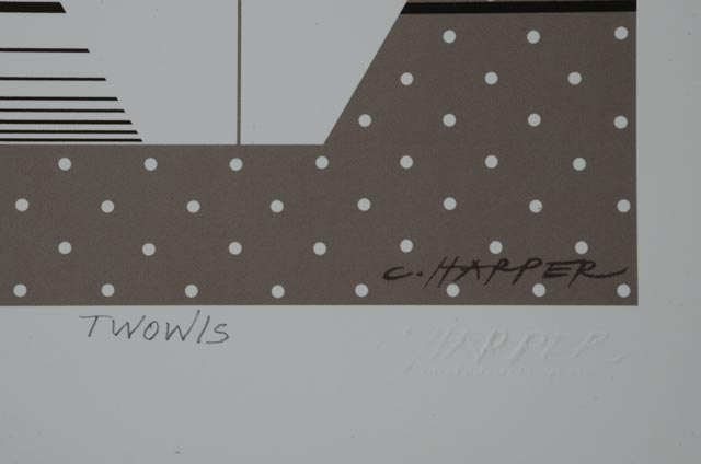 Charley Harper Posthumous Offset Lithograph "Twowls"