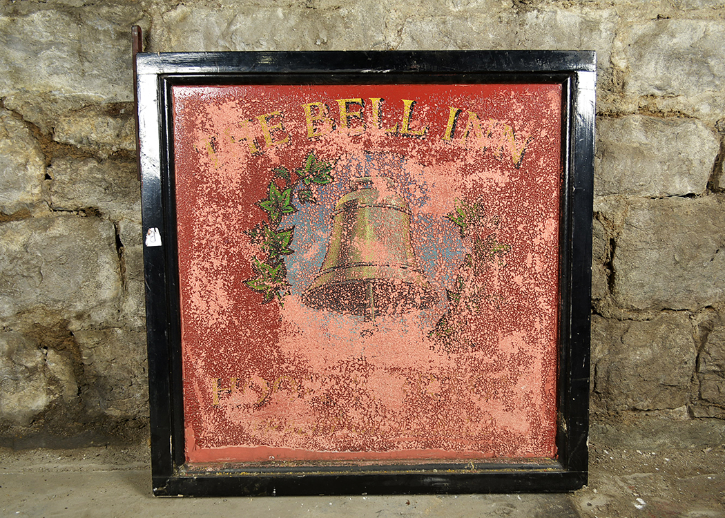 "The Bell Inn" Red Wooden English Pub Sign