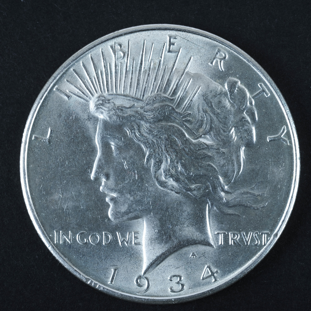 Pair of 1934-D and 1934-S Peace Silver Dollars