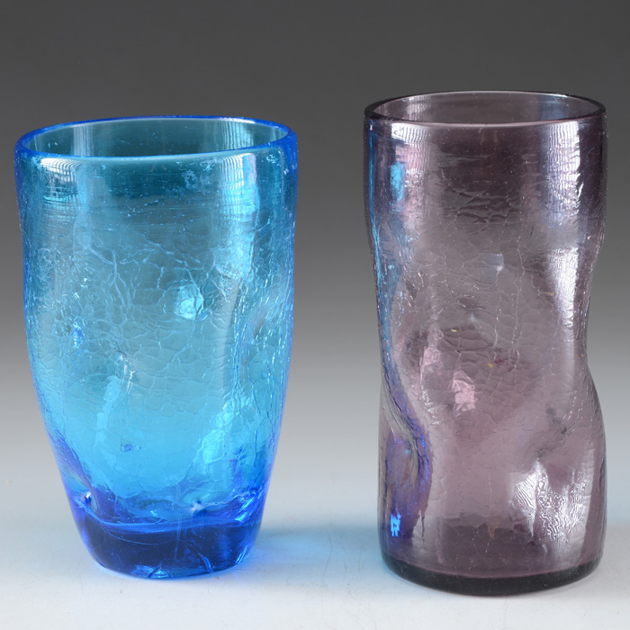 Pair of Blenko Artisan Crackle Tumblers