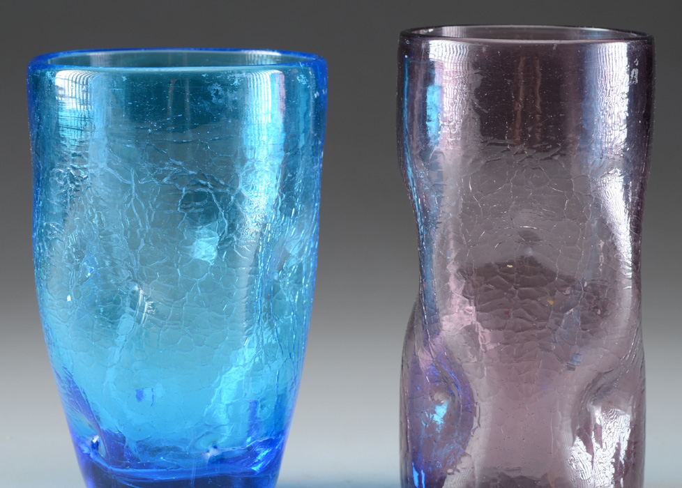Pair of Blenko Artisan Crackle Tumblers