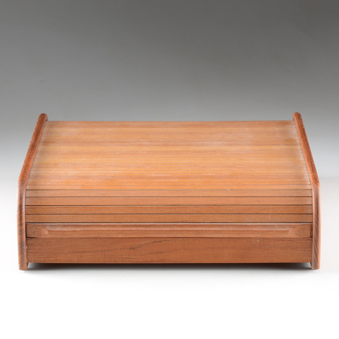 Vintage EIN Teak Tambour Modern Desk Organizer