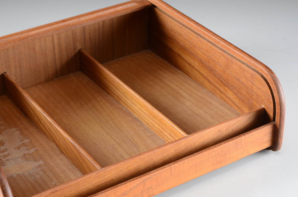 Vintage EIN Teak Tambour Modern Desk Organizer