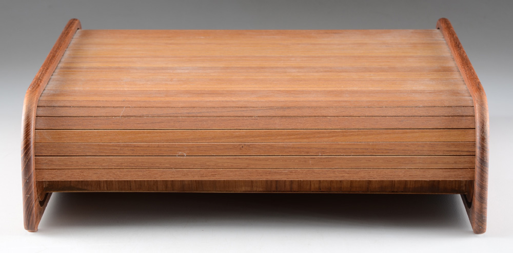 Vintage EIN Teak Tambour Modern Desk Organizer