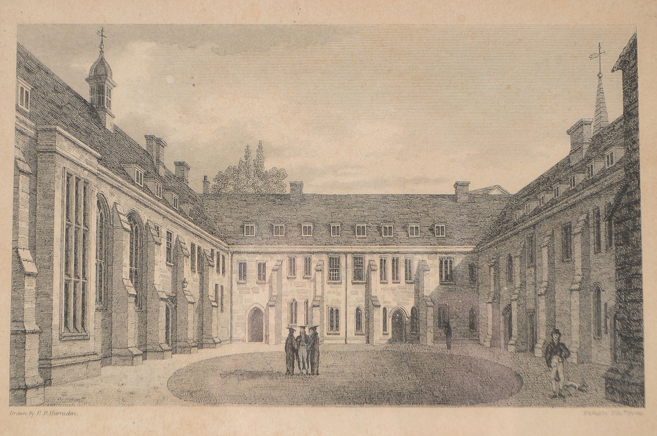 Richard B. Harraden 1810 Engraving "Corpus Christi or Benet College"