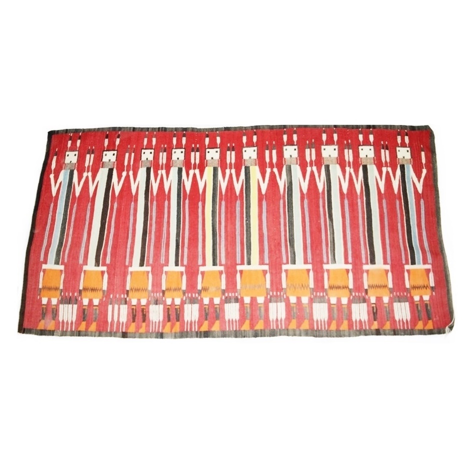 Fabulous Early 20th C. Navajo Yei Hand Woven Figural Rug