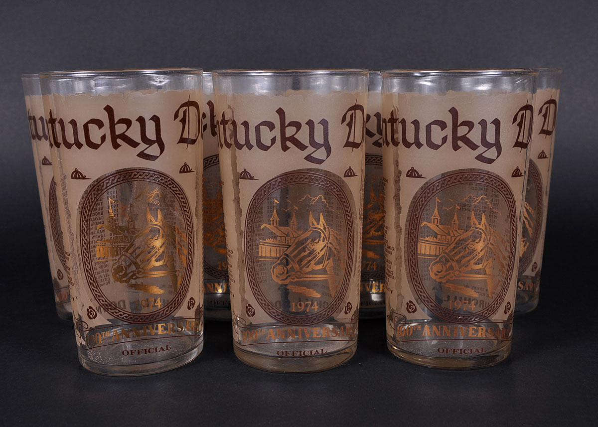 Set of Ten Vintage 1974 Canonero II Kentucky Derby Julep Glassses