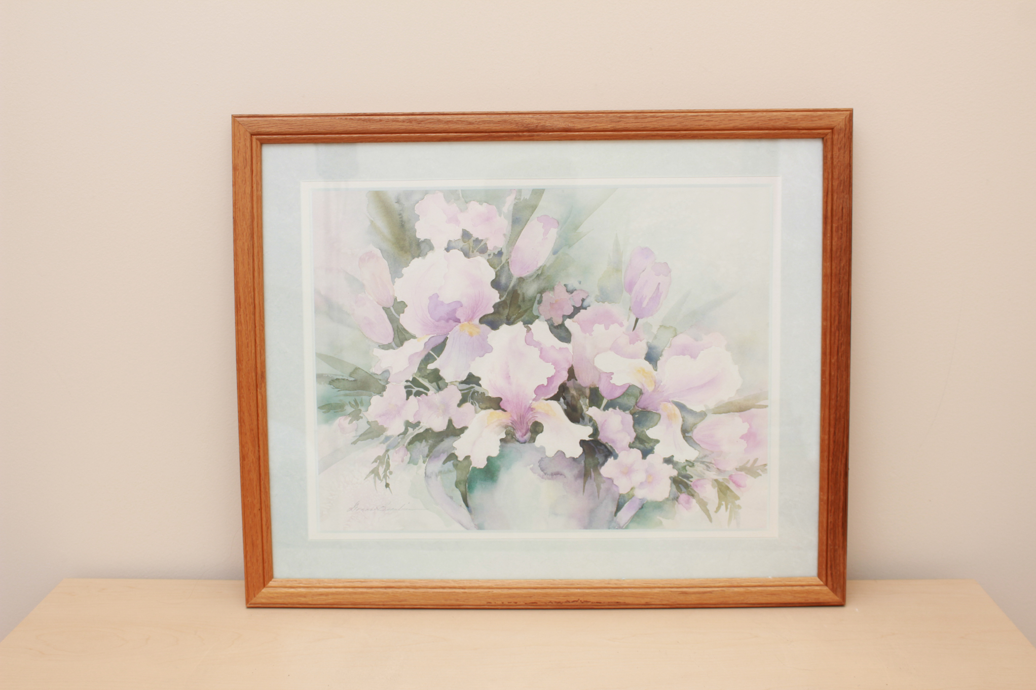 Pair of Floral Offset Lithograph Prints after Watercolor Paintings