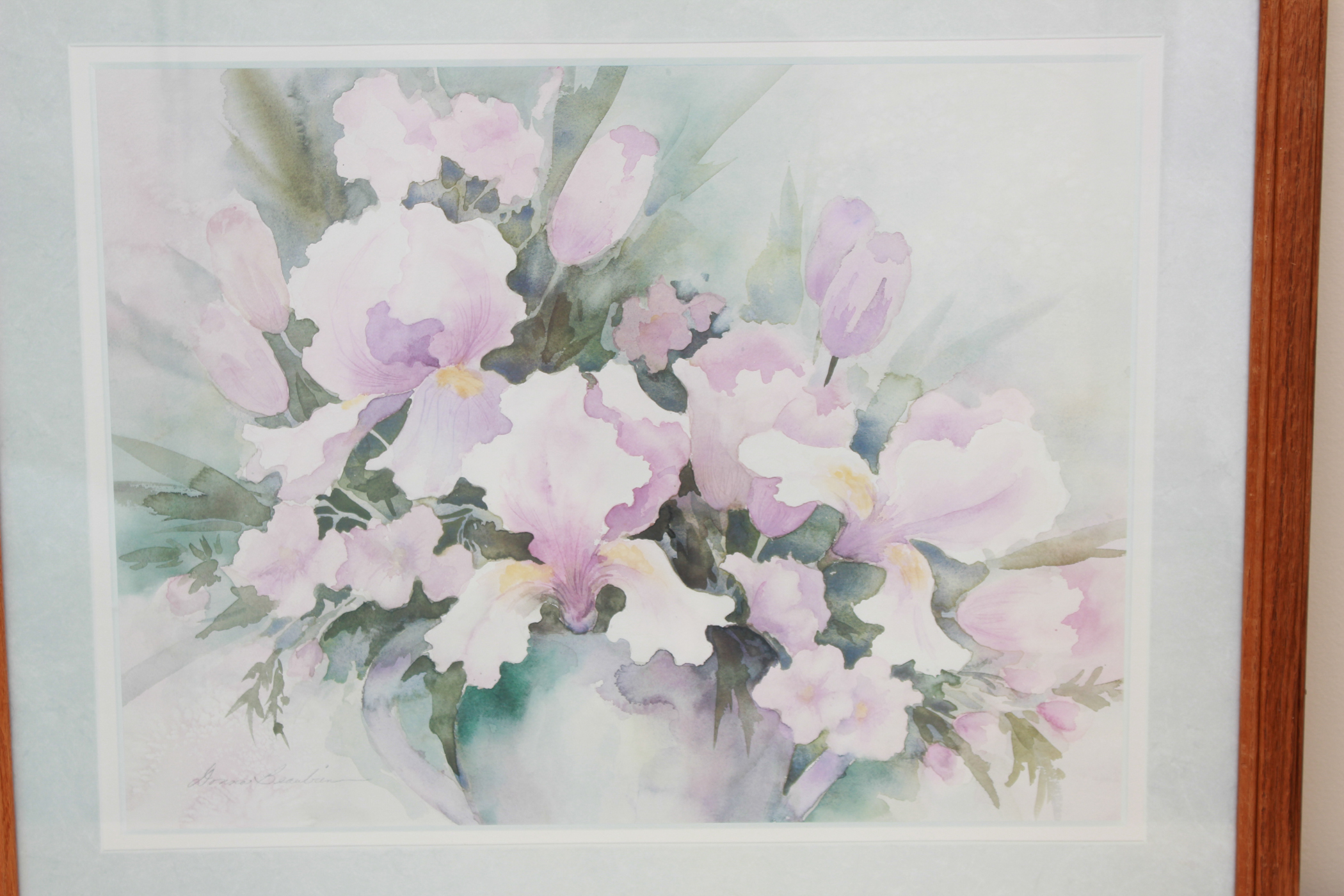 Pair of Floral Offset Lithograph Prints after Watercolor Paintings