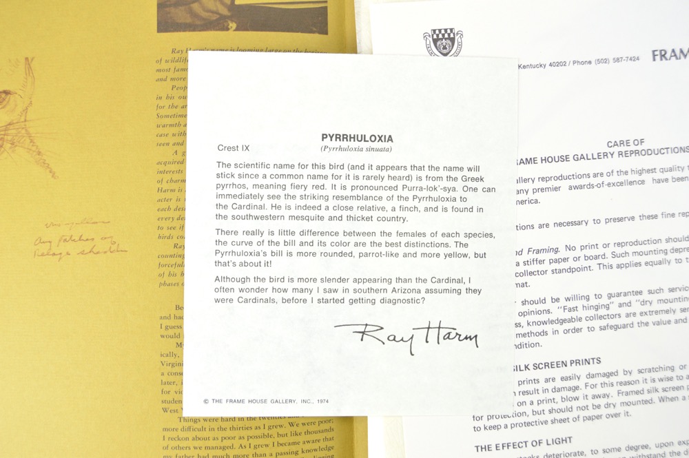 Signed Ray Harm Bird Prints