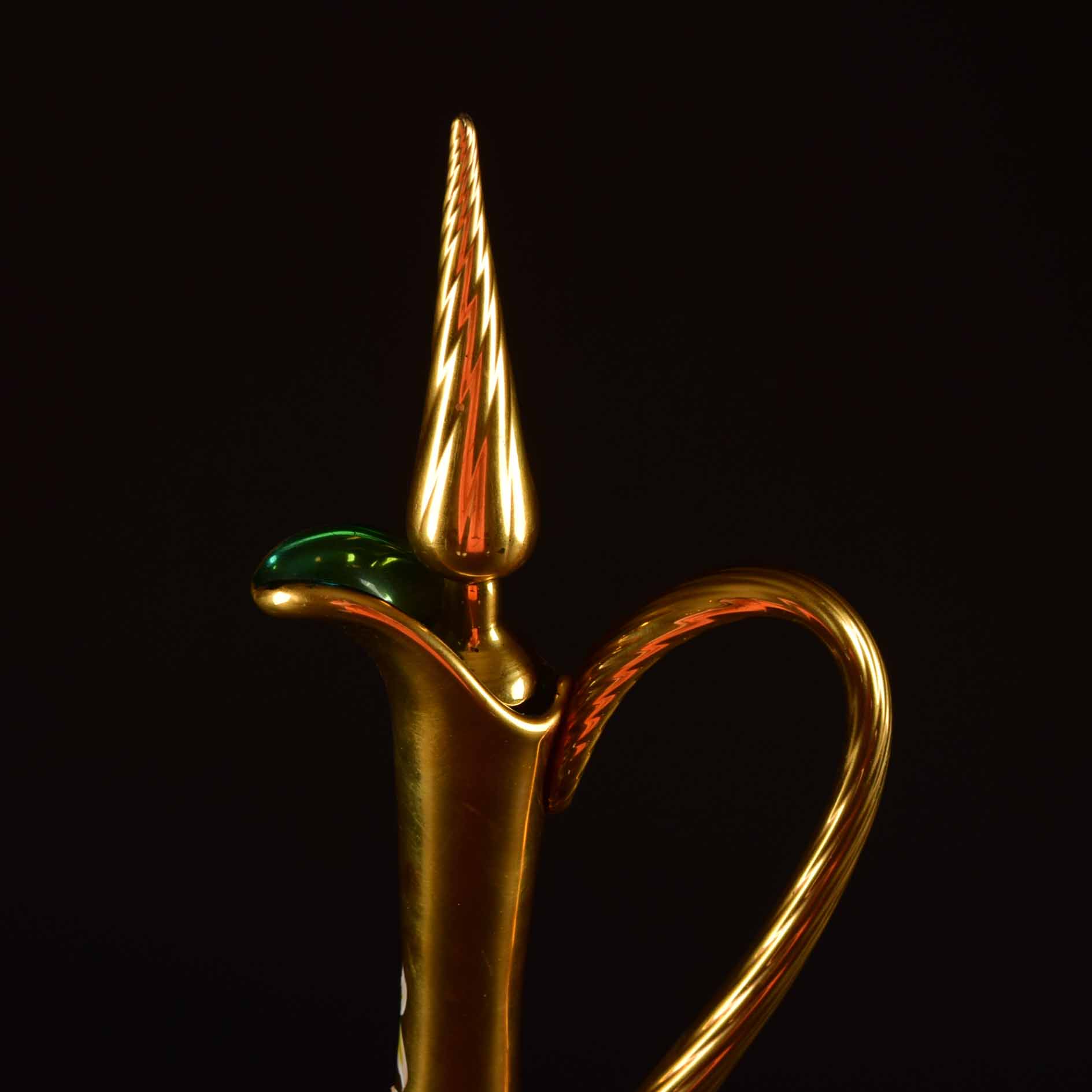 Venetian Turquoise Glass Wine Flagon and Six Stem Glasses