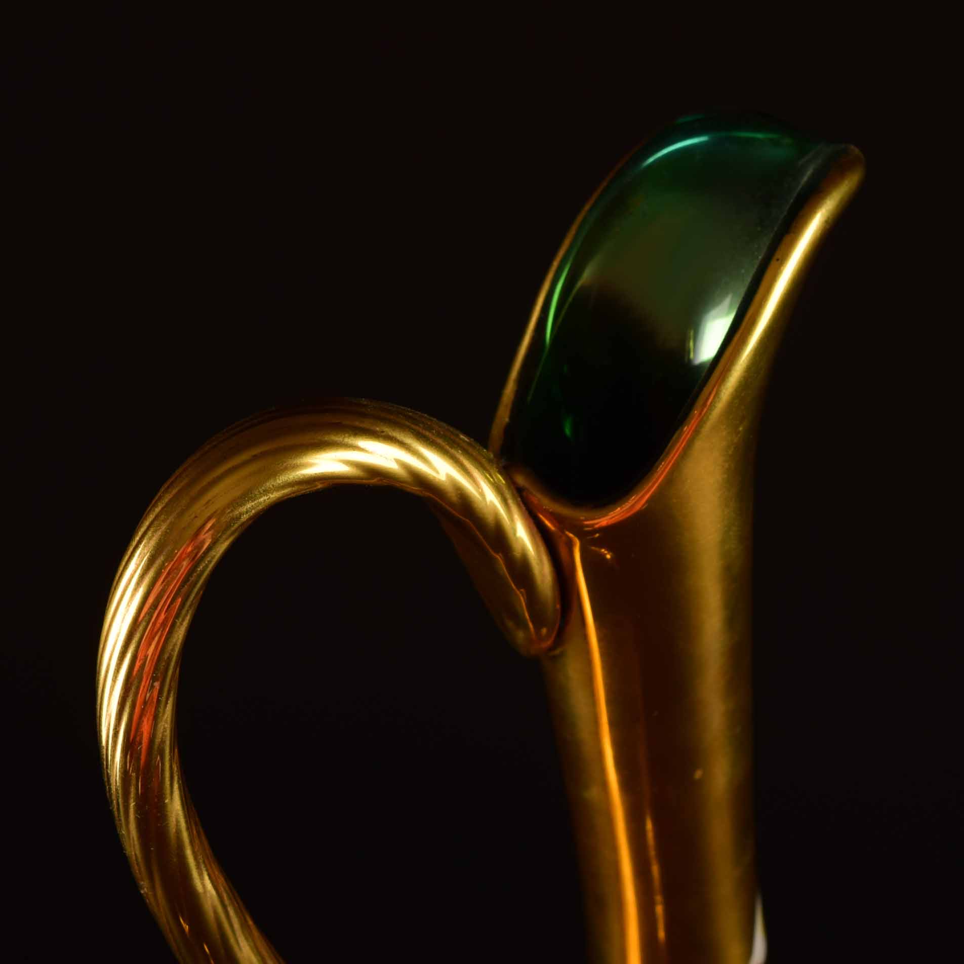 Venetian Turquoise Glass Wine Flagon and Six Stem Glasses