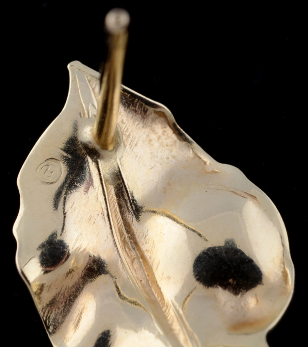 14K Yellow Gold Foliate Earrings with Post Backs