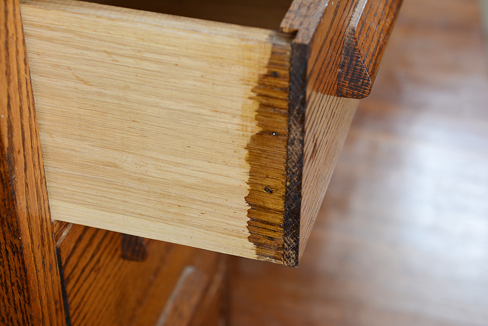 Oak Rolltop Desk with Sliding Glass Door Cabinet