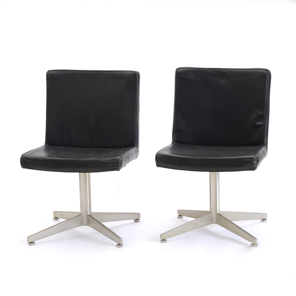 Pair of GF Leather Side Chairs