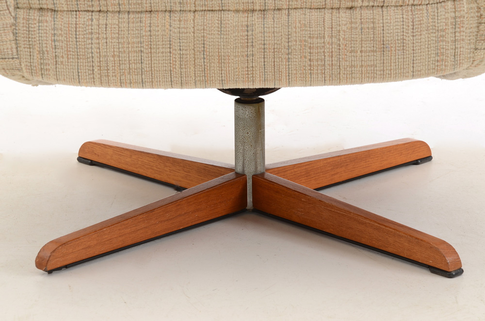 Mid-Century Modern Upholstered Reclining Swivel Chair