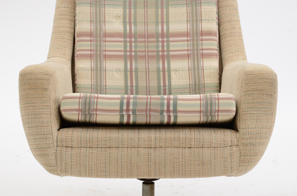 Mid-Century Modern Upholstered Reclining Swivel Chair