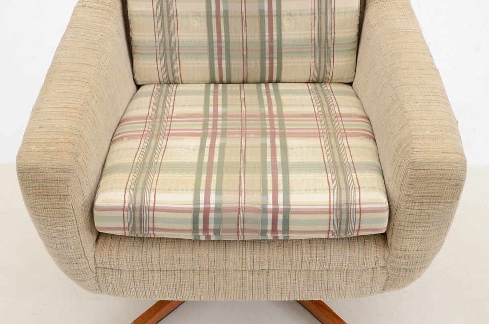 Mid-Century Modern Upholstered Reclining Swivel Chair