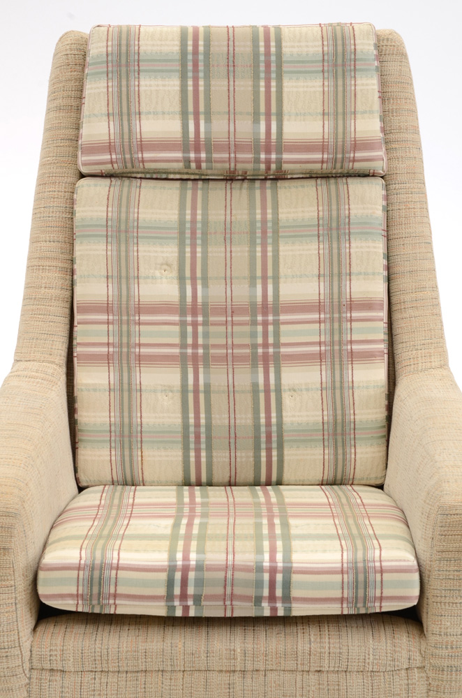 Mid-Century Modern Upholstered Reclining Swivel Chair