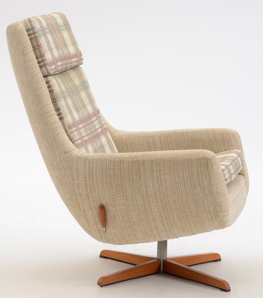 Mid-Century Modern Upholstered Reclining Swivel Chair