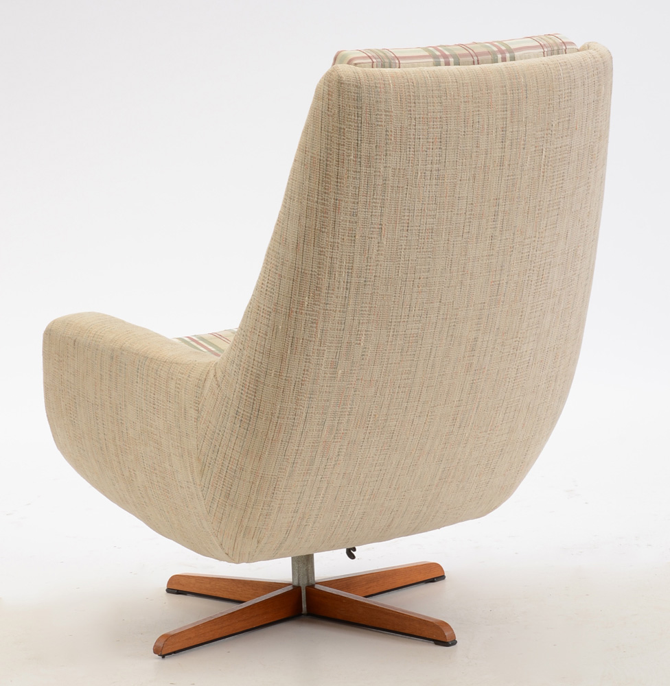 Mid-Century Modern Upholstered Reclining Swivel Chair