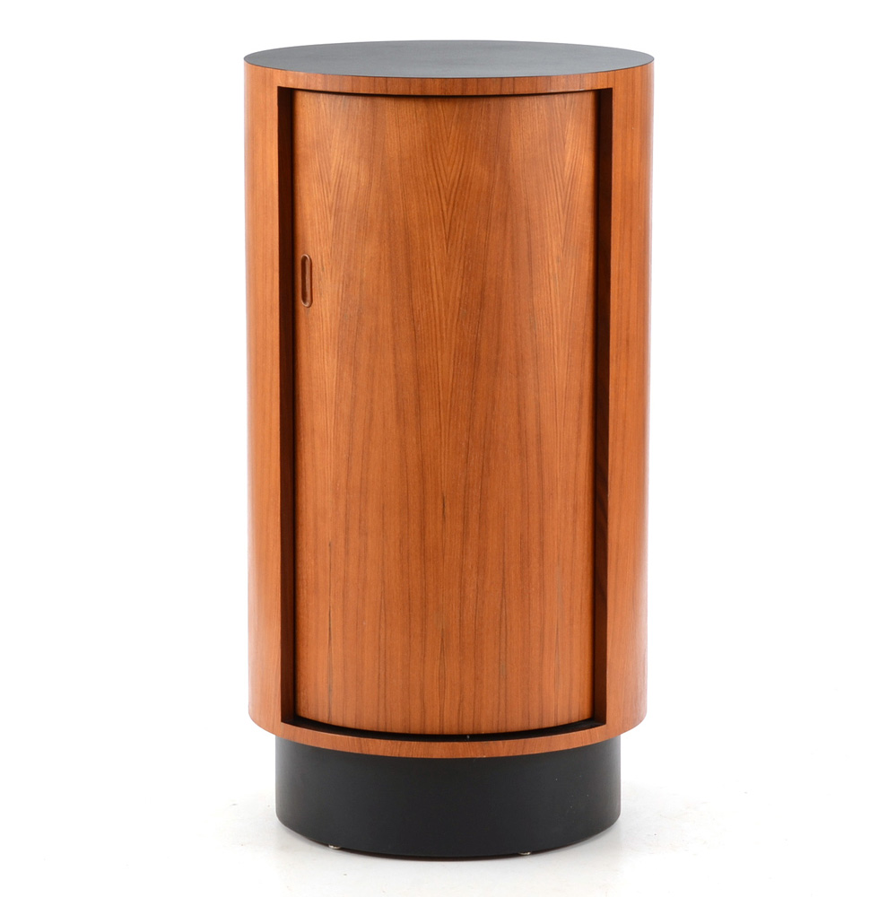 Danish Modern Cylindrical Teak Bar Cabinet