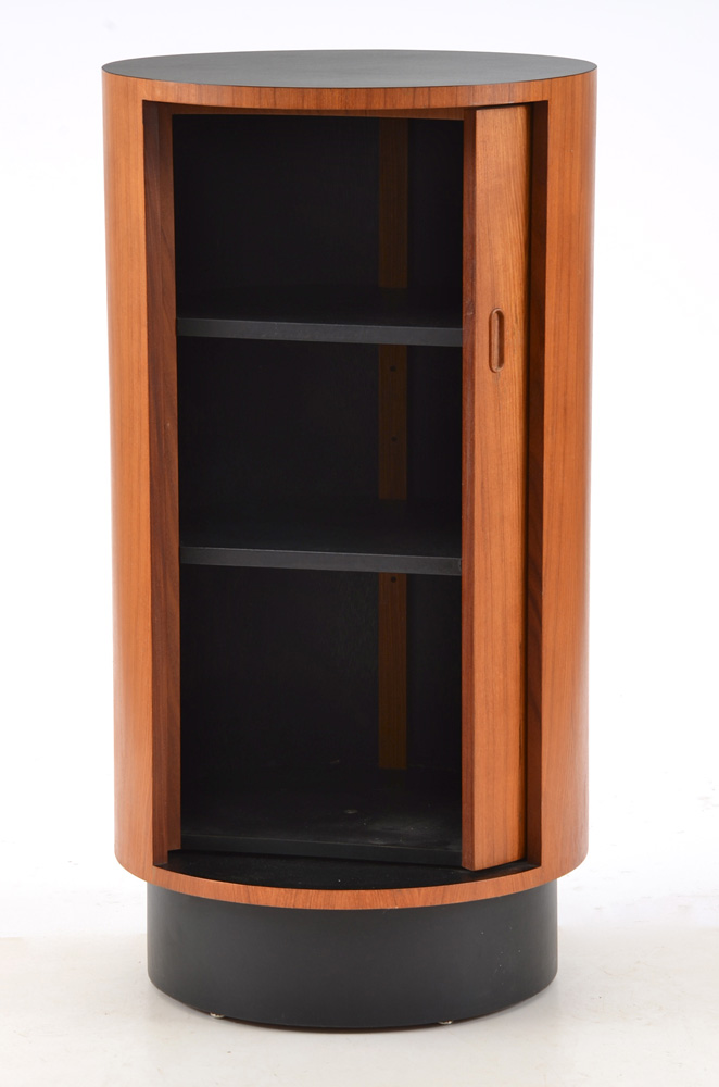 Danish Modern Cylindrical Teak Bar Cabinet