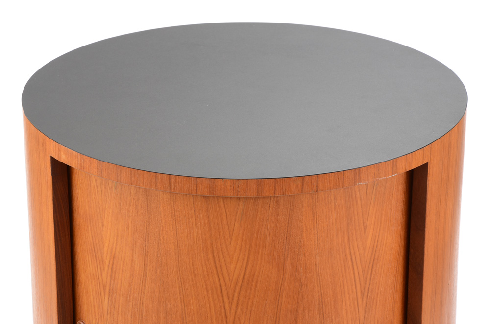 Danish Modern Cylindrical Teak Bar Cabinet