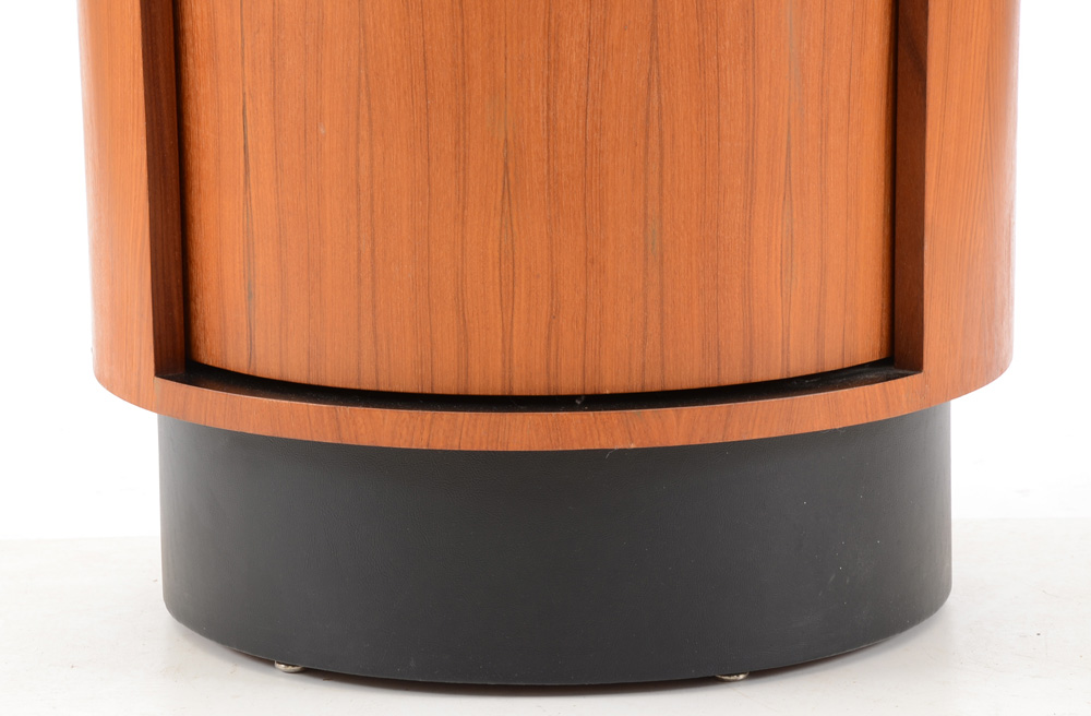 Danish Modern Cylindrical Teak Bar Cabinet